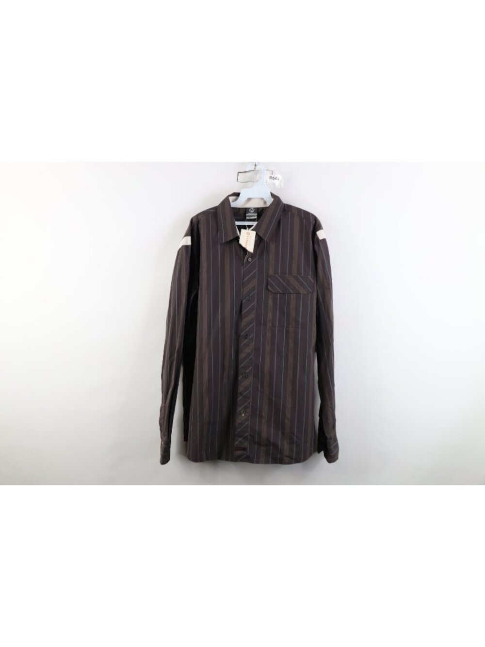 Deadstock Vintage Y2K Merrell Mens Large Striped Trekking Hiking Button Shirt